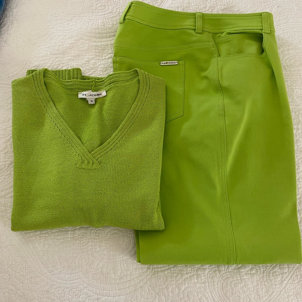 St. John sweater and slacks